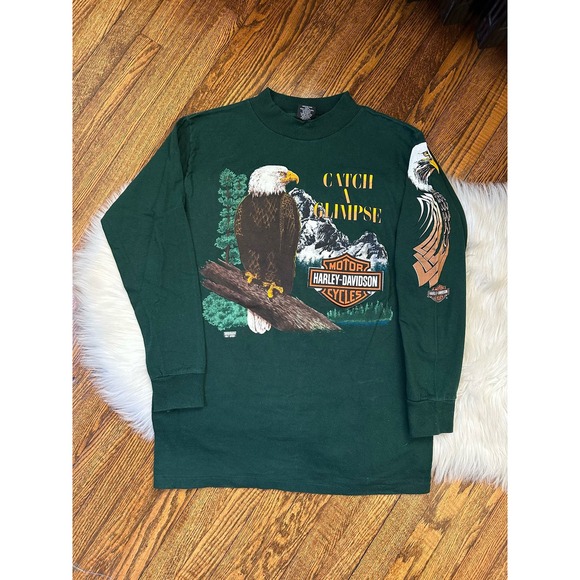 Rare Vintage Harley Davidson Catch A Glimpse Funwear Eagle Long Sleeve Shirt - Picture 2 of 8